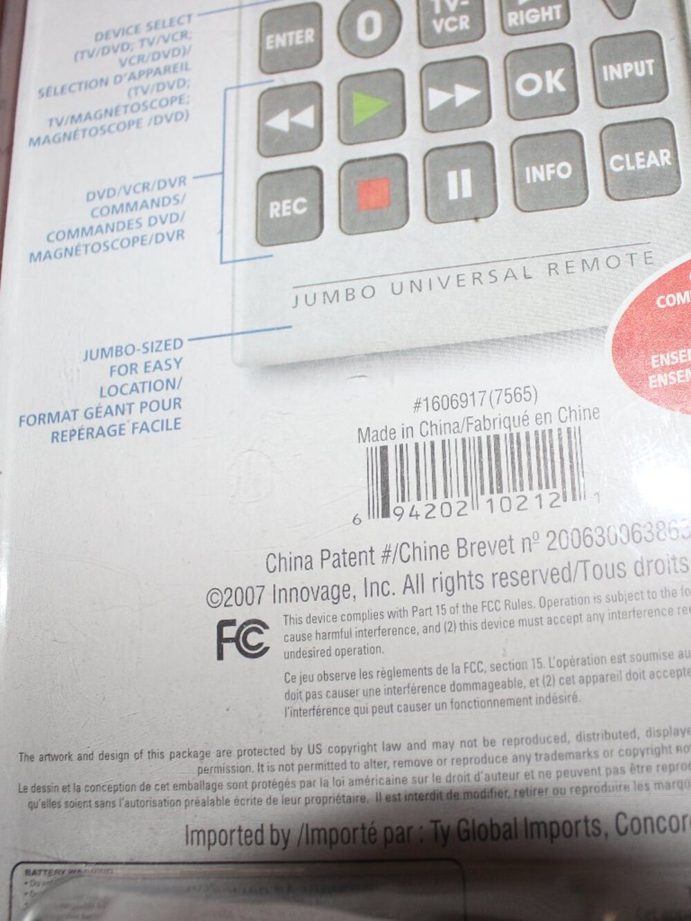 3/$55❤️new Innovage Jumbo Universal Remote Control Large Easy To Read Buttons - Picture 4 of 6